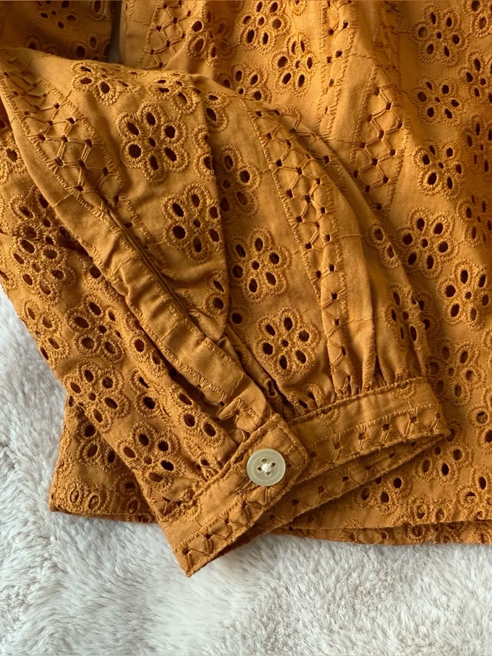 NWT Madewell Eyelet Double-Tie Blouse Carrot Cake Size S